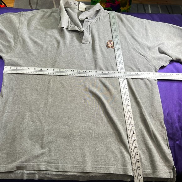VTG📌 Warner Bros 90s Embroidered Tasmanian Devil Striped Men Polo Shirt - Picture 7 of 12